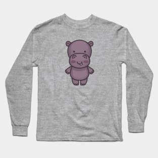 Cute Hippopotamus Cartoon Long Sleeve T-Shirt